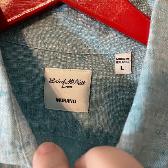 Murano Baird McNutt 100% Linen Button Up Shirt Blue Long Sleeve Men’s Large - Picture 2 of 7